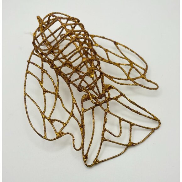 Vintage Gold Glitter Wire Bird Christmas Tree Ornament Ornate Shimmering - Picture 2 of 7